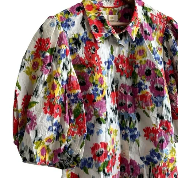 Anthropologie Maeve Rachel Floral Puff Sleeve Button Down  PL - Picture 7 of 9